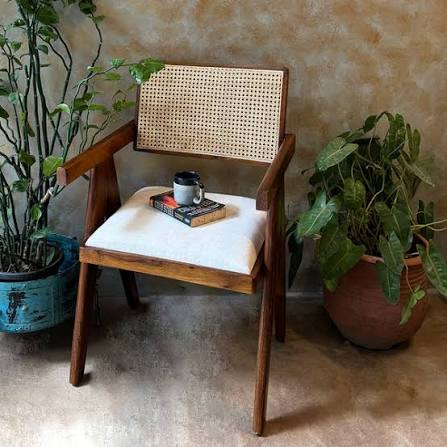Cane Back Wooden Armchair
