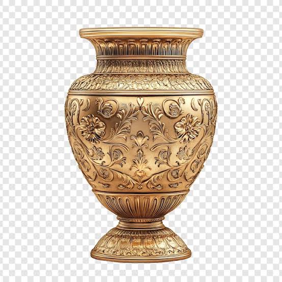 Embossed Brass Decorative Urn